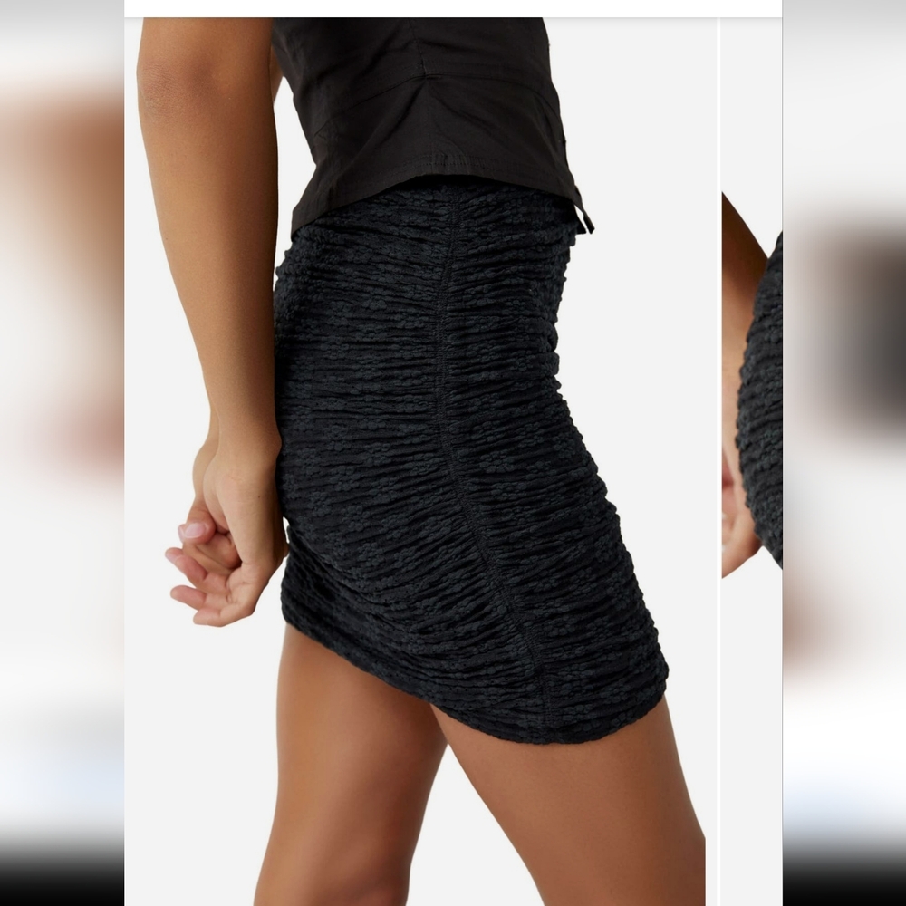 Free People Black Ona Ruched Convertible Miniskirt Black XS EUC